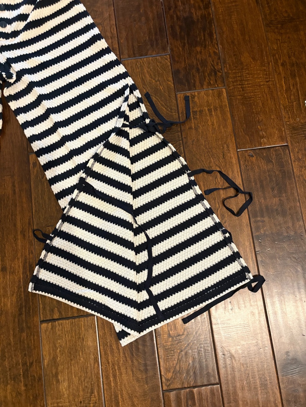 Maeve/ Anthropologie Navy & White Striped Tie-Side Pants - Picture 5 of 7